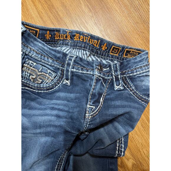 Rock Revival Avery Straight Jeans Size 25 Embroidered Fleur De Paisley EB - Picture 5 of 7